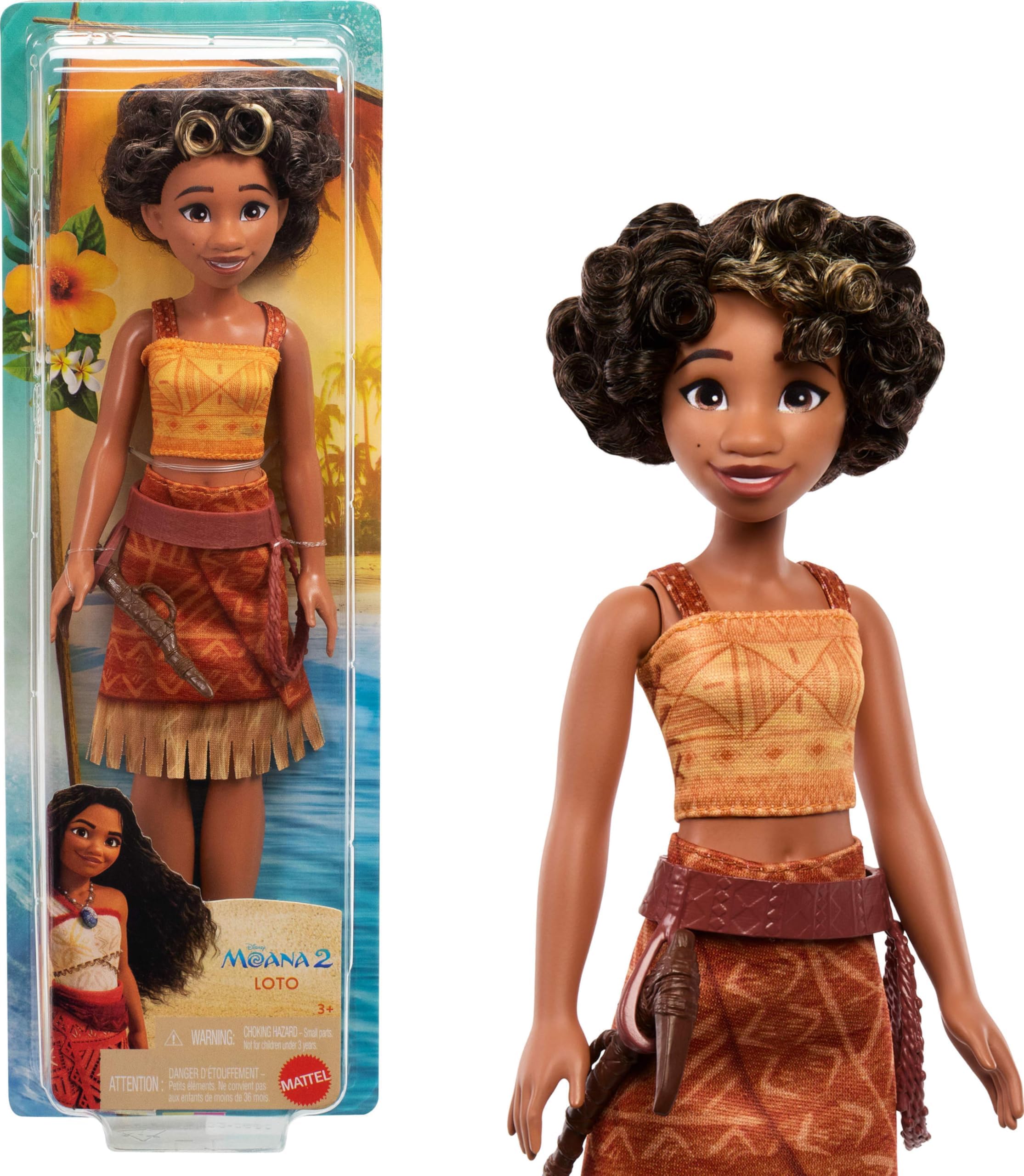 Mattel Disney Moana 2 Loto Fashion Doll with 2 Accessories, Removable Outfit with Belt & Axe, Inspired by The Movie