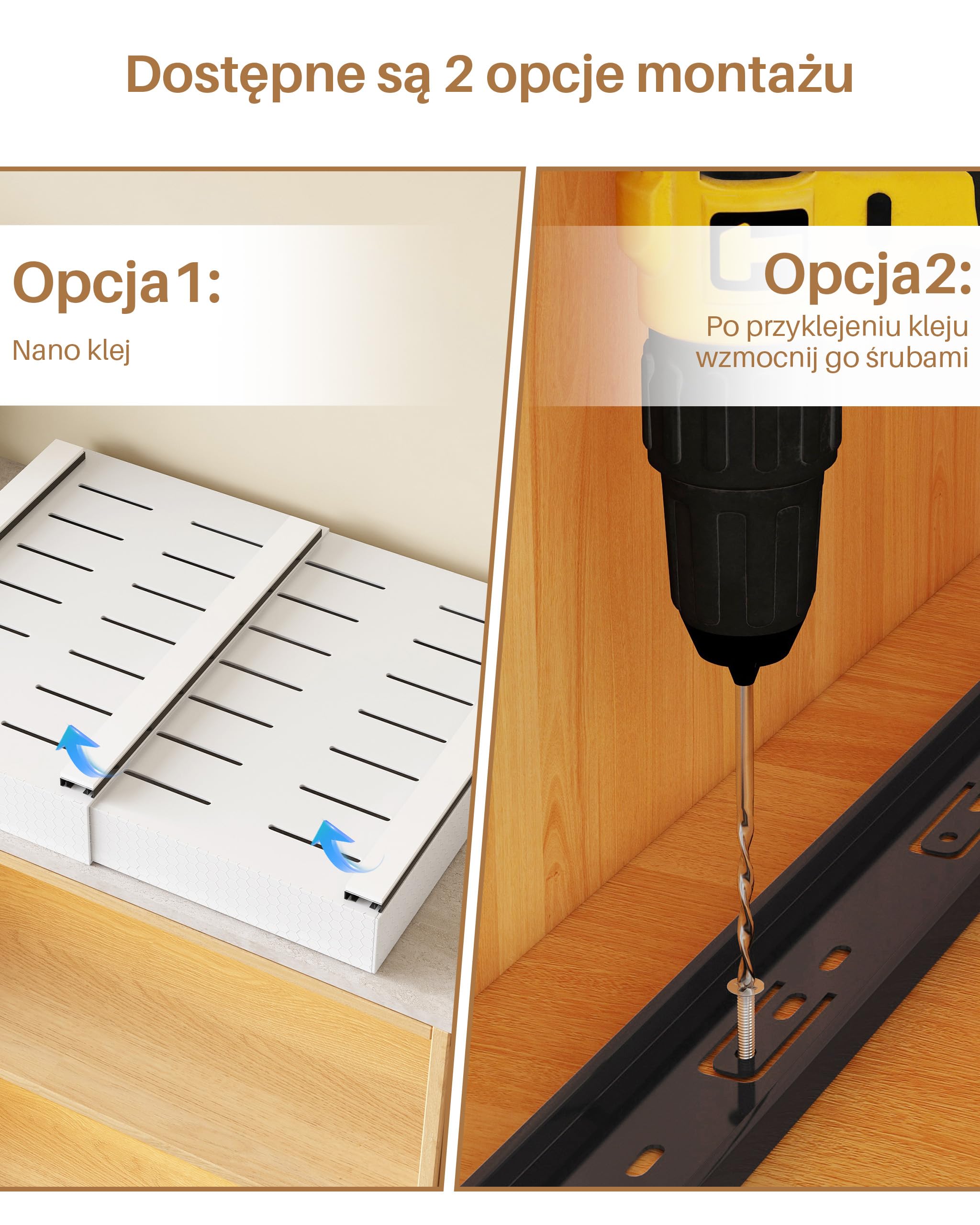 UMDONX Teleskopowa Szuflada Rozsuwana, 6 szt., Biały | Szerokość regulowana od 31,5 do 51,5 cm, Głębokość 42 cm