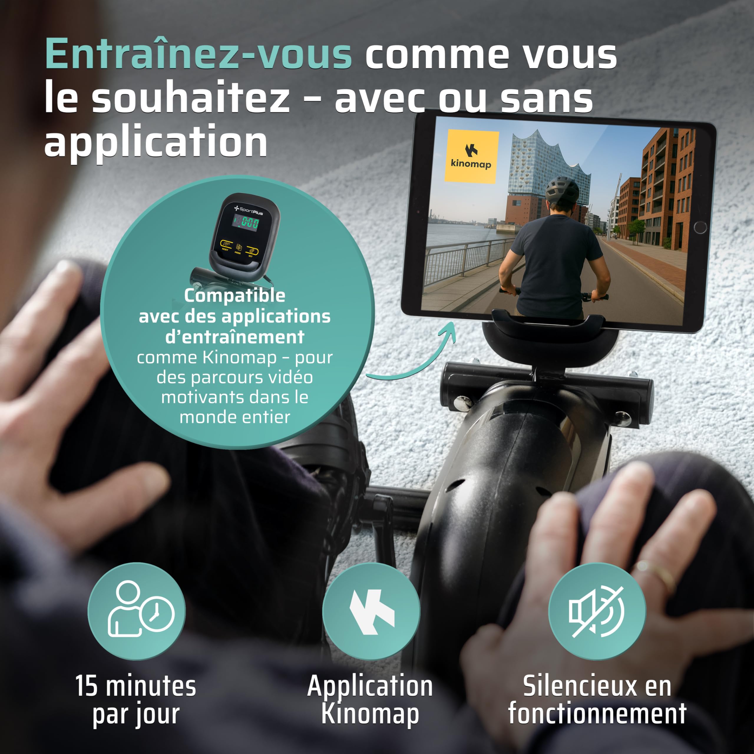 Sportplus vélo d'appartement & de Bureau, Mini vélo d'appartement, avec Frein magnétique & 8 Niveaux de résistance, avec Ordinateur d'entraînement, pédales Extra Larges