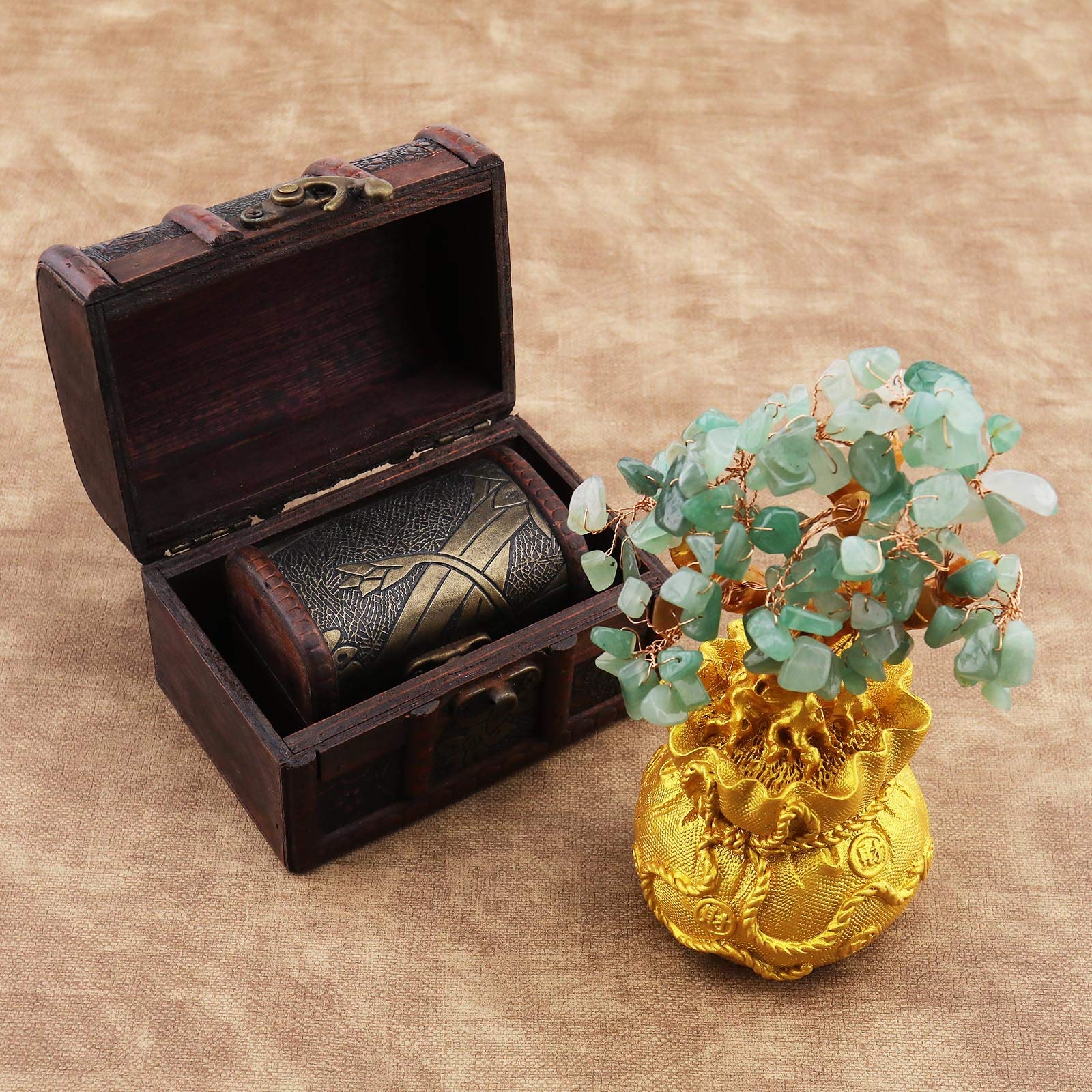 OTOTEC Feng Shui Soldi Fortuna Pietra Albero Cristallo Decorazione Artistica Ufficio Soggiorno Buona Fortuna Miglior Regalo Verde