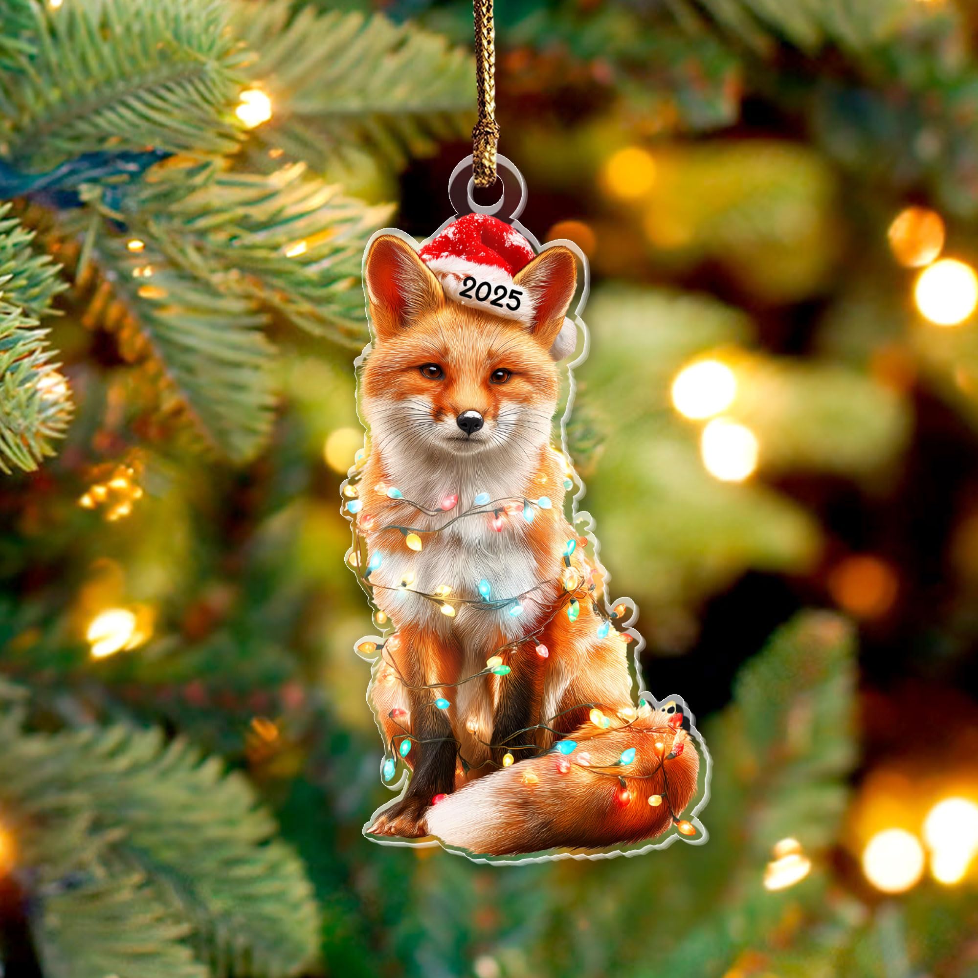 Renard de Noël 2025 animal de la forêt pour décorer le sapin