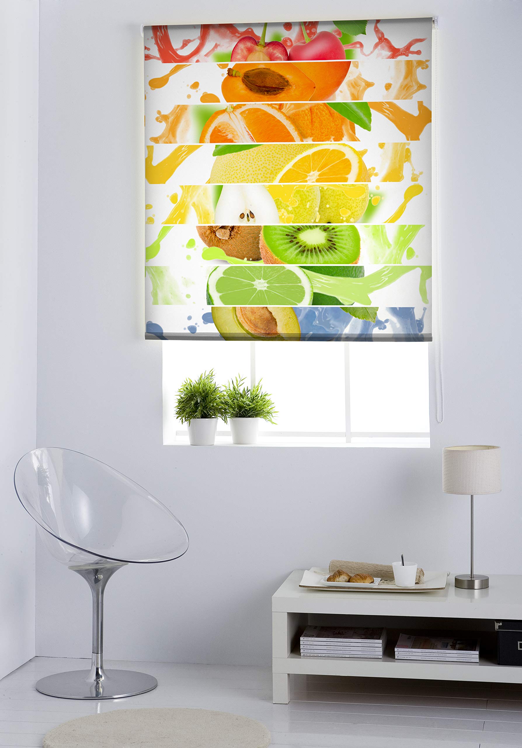Estoralis | Cuisine | Store Enrouleur | sans Outil Tissu translucide imprimé | C-1219 | 85 x 150 cm. (Largeur/Hauteur) Taille du Tissu 82 x 150 cm. | Stores pour fenêtres et Portes