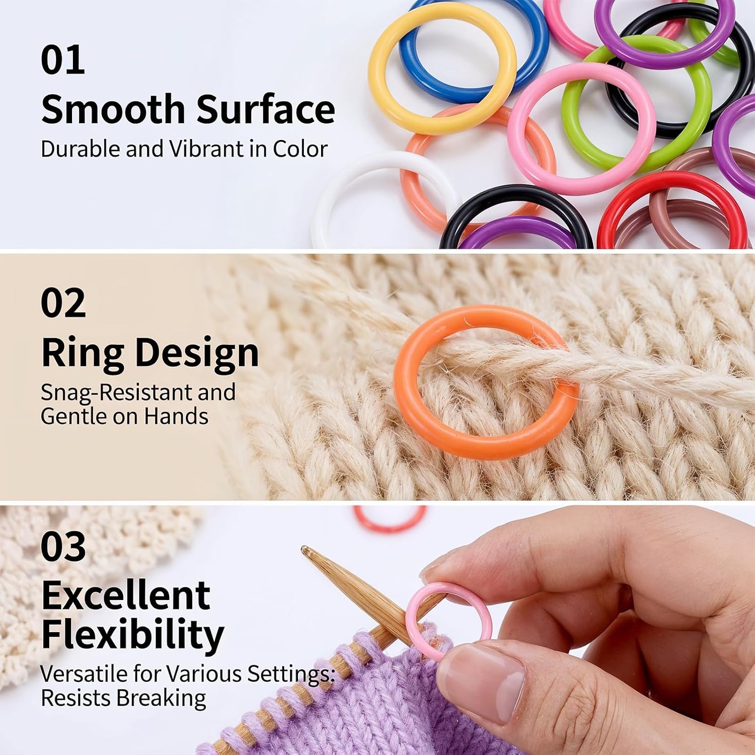 HJZHII 100Pcs Round Knitting Stitch Markers, Colorful Crochet Stitch Marker