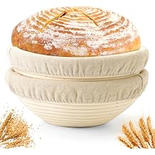 Bread Proofing Baskets Set of 2 10 inch Round Dough Proofing Bowls W/Liners Perfect for Home Sourdough Bakers Baking 10Inch, Round