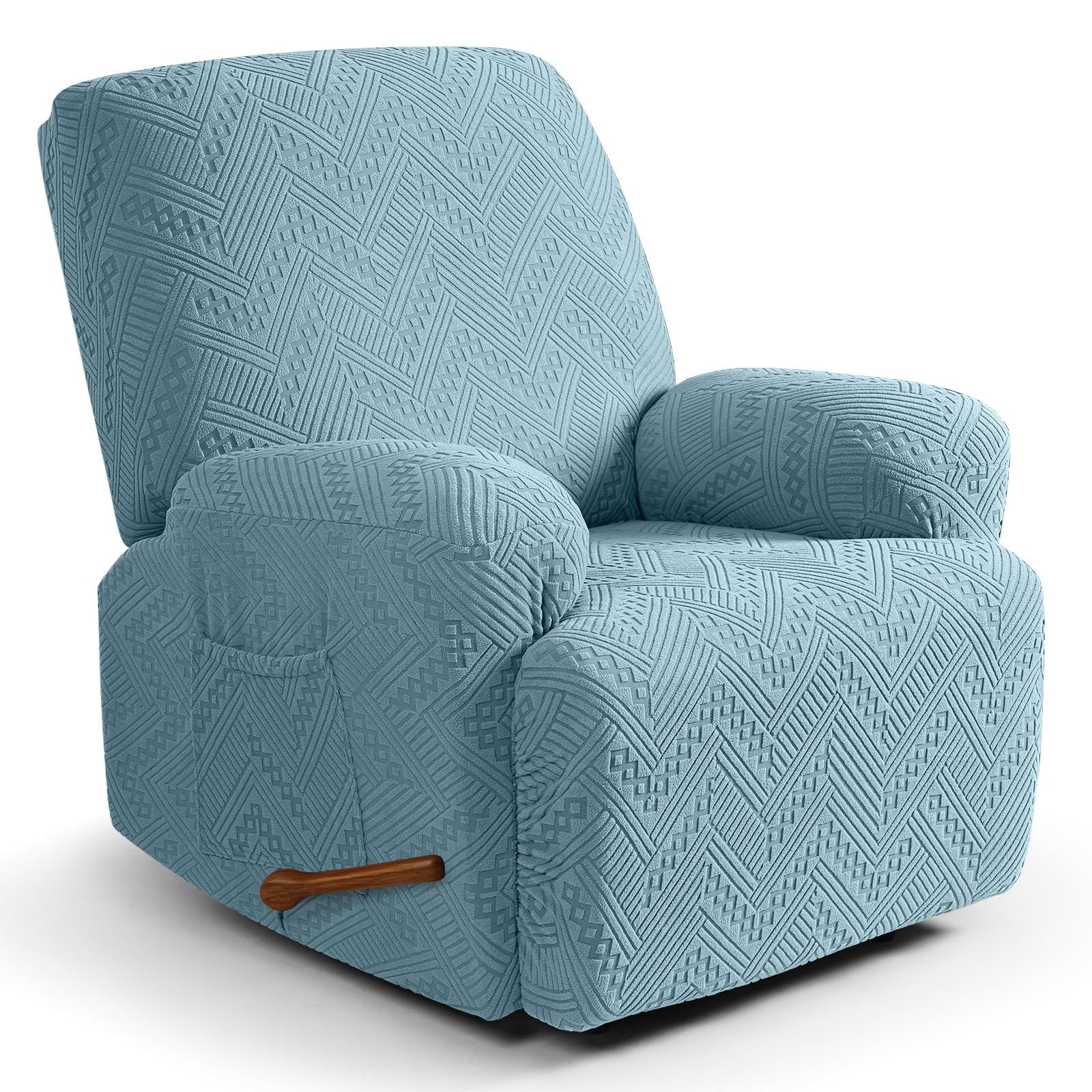 Ruaozz Oversized Recliner Chair Covers, Soft Recliner Slipcover, Light Blue