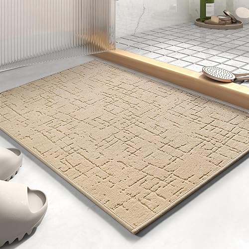 AMOAMI - Tapete de baño absorbente de secado rápido, tapetes de baño con parte trasera de goma lavable para alfombras de baño para debajo de la