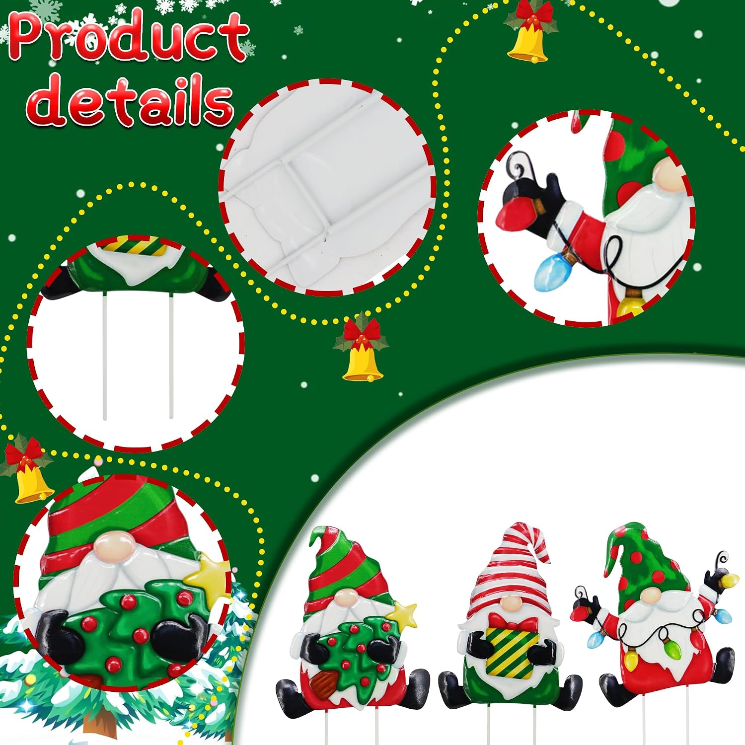 3 Pack Metal Christmas Yard Signs Decor for Multiple Stacked, Christmas Yard Stakes with Gnomes Fall Yard Decor for Outside Garden Yard Lawn Porch