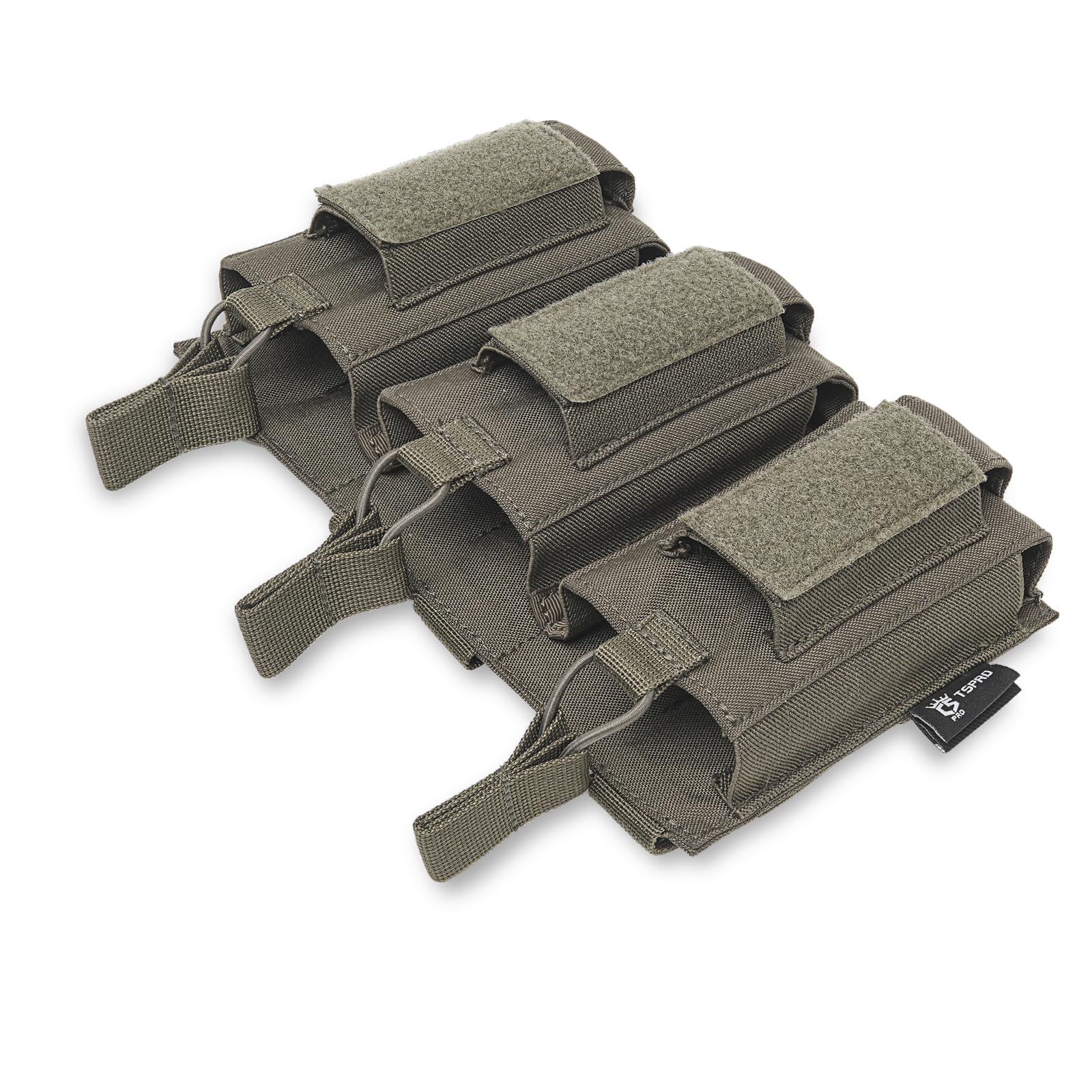 TSPRO Pouch Tattico MOLLE, Militare Triplo Caricatori, Apertura Superiore Aperta con Elastici di Fissaggio per M4, M14, M16, AK e Compatibile con Magazzini di Pistole