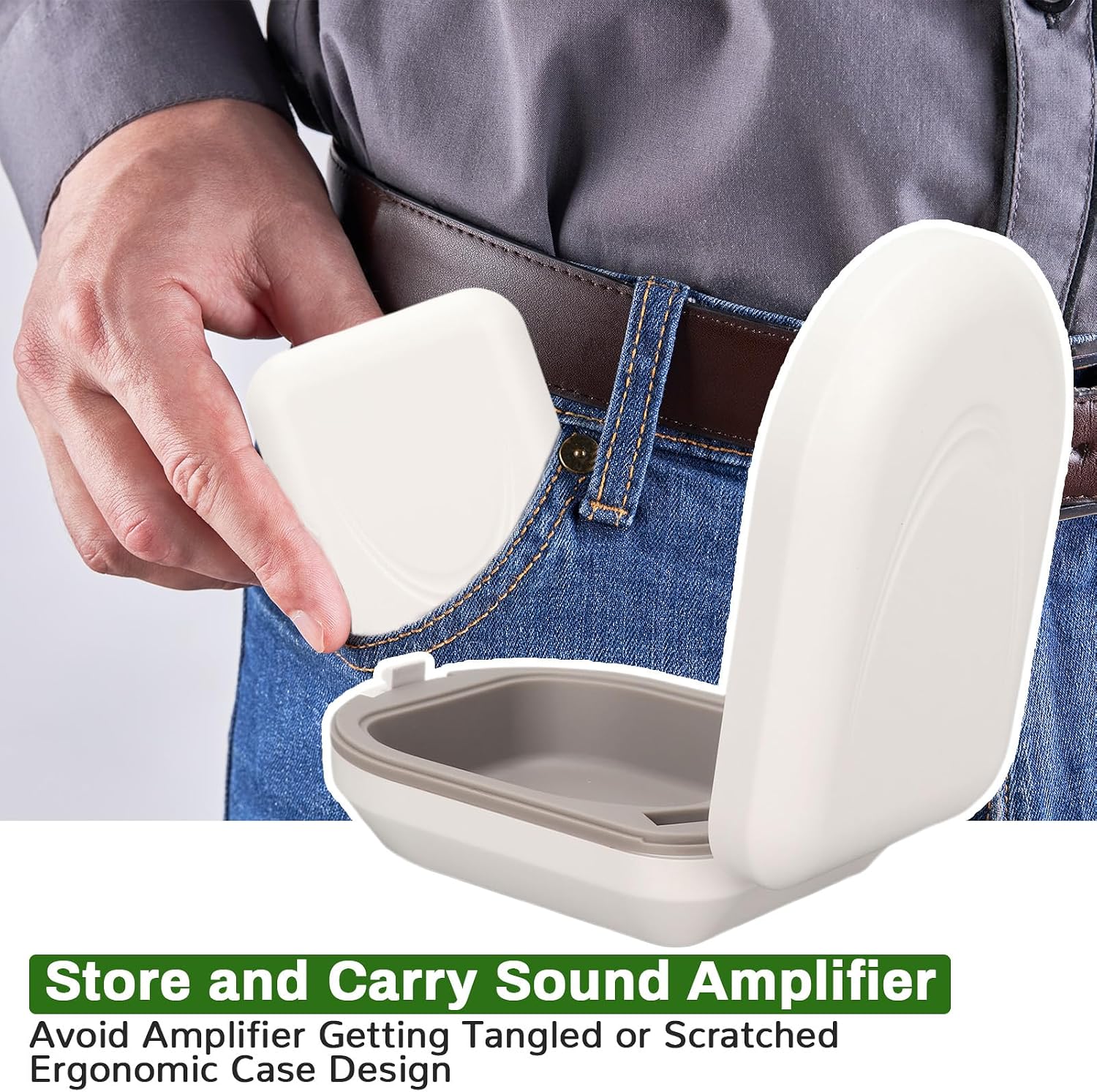 Portable Hearing Aid Case, Waterproof Drop-resistant Bluetooth Headphones/Jewelry/Ear Buds/Small Things Storage Box Protection Organizer for Outdoor Travel (White)