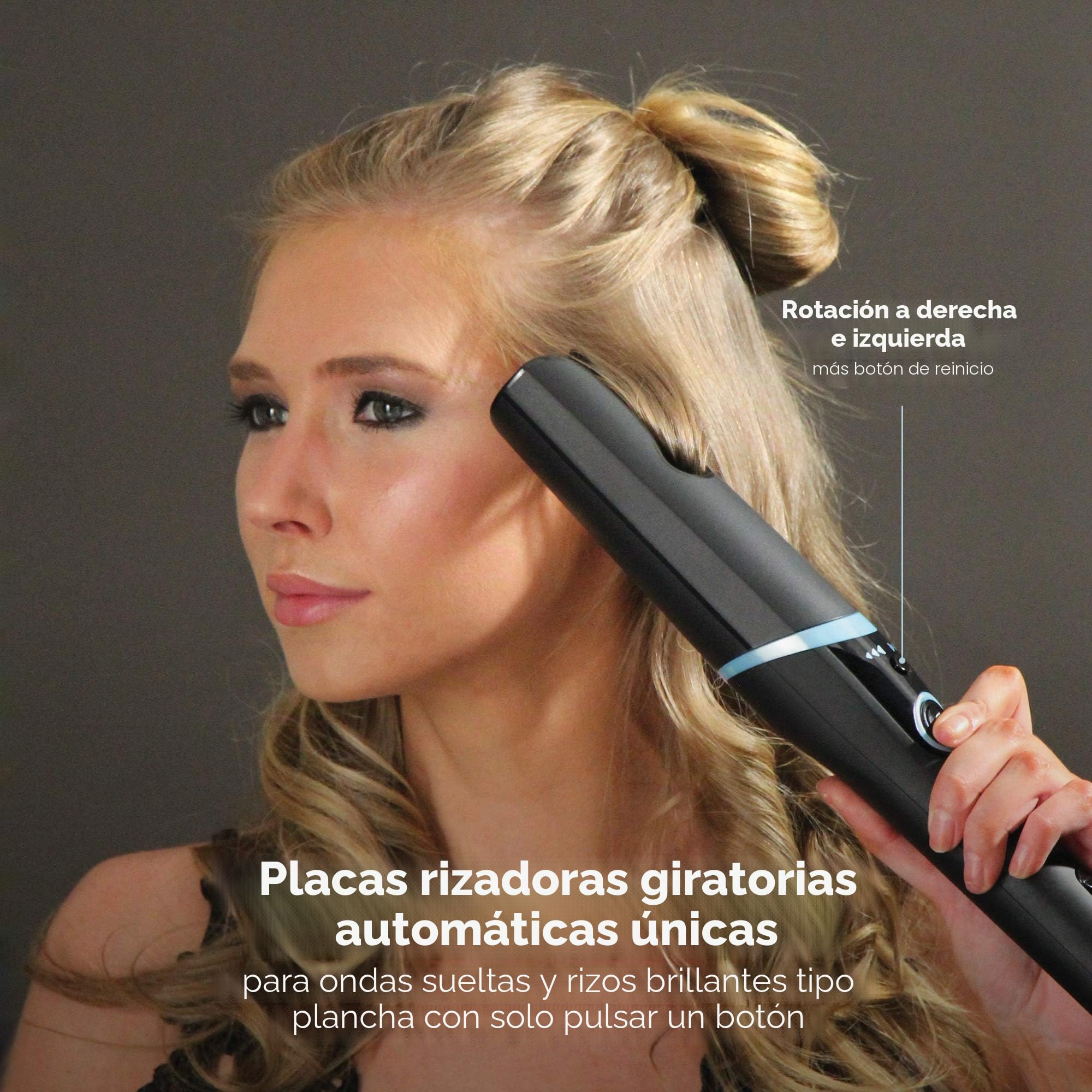 REVAMP PROGLOSS AUTO WAVE and CURL Rizar el cabello con placas móviles en sentido horario y antihorario Suelta el cabello brillante y ondulado