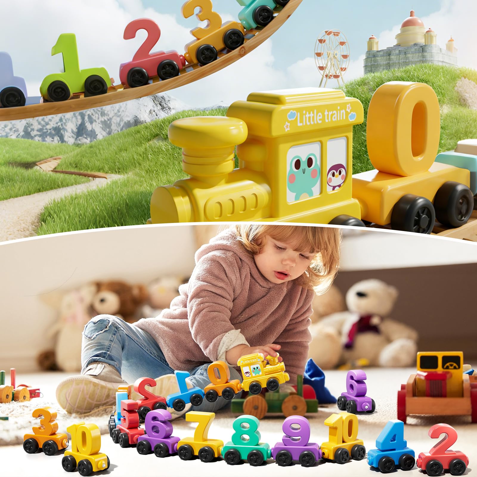 Treno Magnetico Numeri, Giocattolo Bambini 2 Anni Educativo, Tren de Juguete con Numeri 0-10, Juguete y Trenes, Set Didattico per Imparare i Numeri, per Sviluppare La Logica, Come Regalo