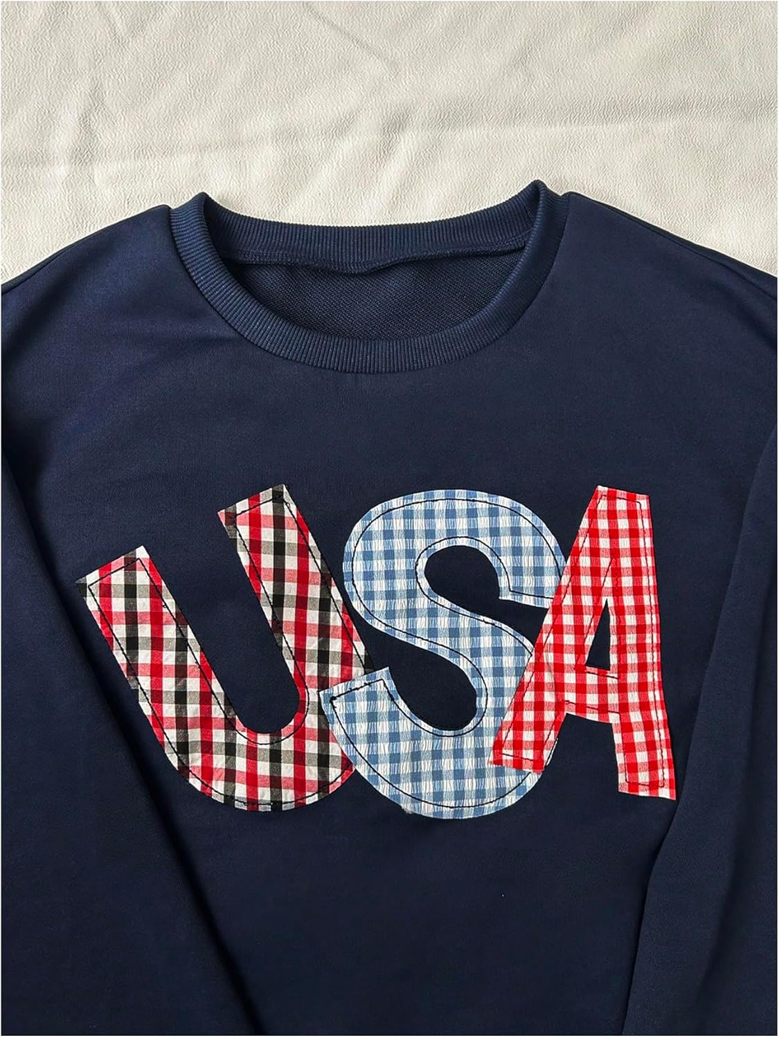 SweatyRocks Women's Oversized USA Print Graphic Long Sleeve Sweatshirt Casual Crew Neck Pullover Tops - Image 3