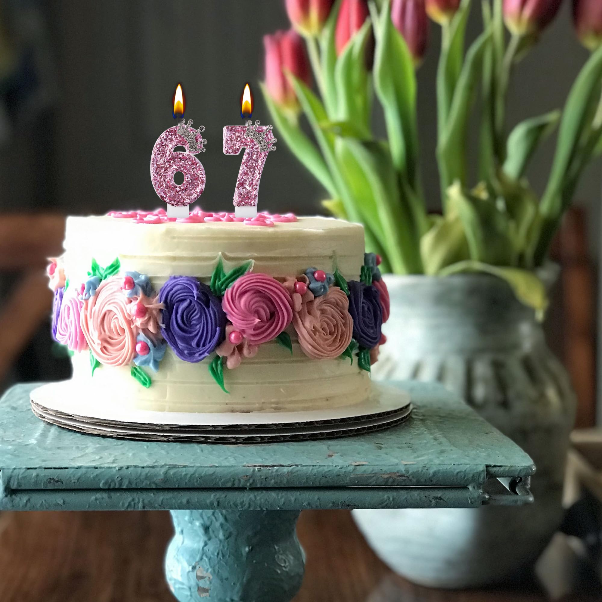 VSHILI 69 & 96 Birthday Candles – Fun Cake Toppers For Milestone Celebrations (Pink Number Candles) - View #7