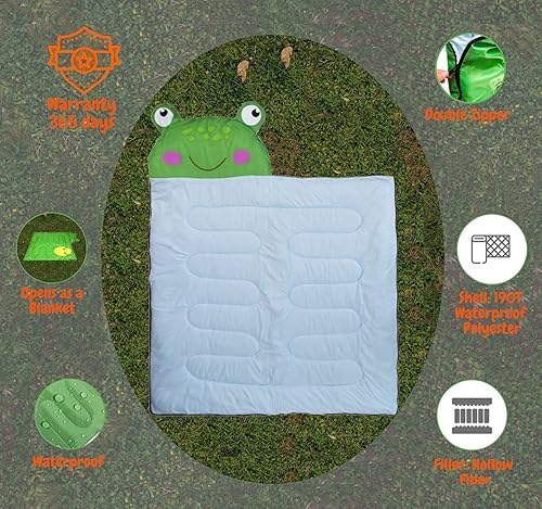 Miniatura 4 de Saco de dormir para niños con almohada, clima cálido y frío, impermeable y ligero, ideal para acampar y senderismo, 3 estaciones por RasmussOn