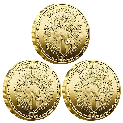 John Wick Continental Coin Replica, 40mm Golden Plated Metal Movie Prop Style Souvenir, Heavyweight Collectible Coin for Fans, Cosplay & Display (B)