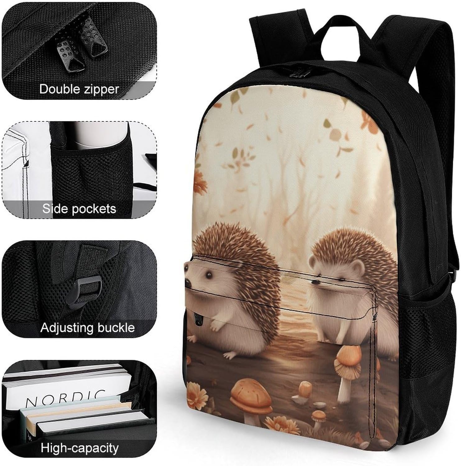 Portable Hedgehog Backpack with Front & Side Pockets image 3