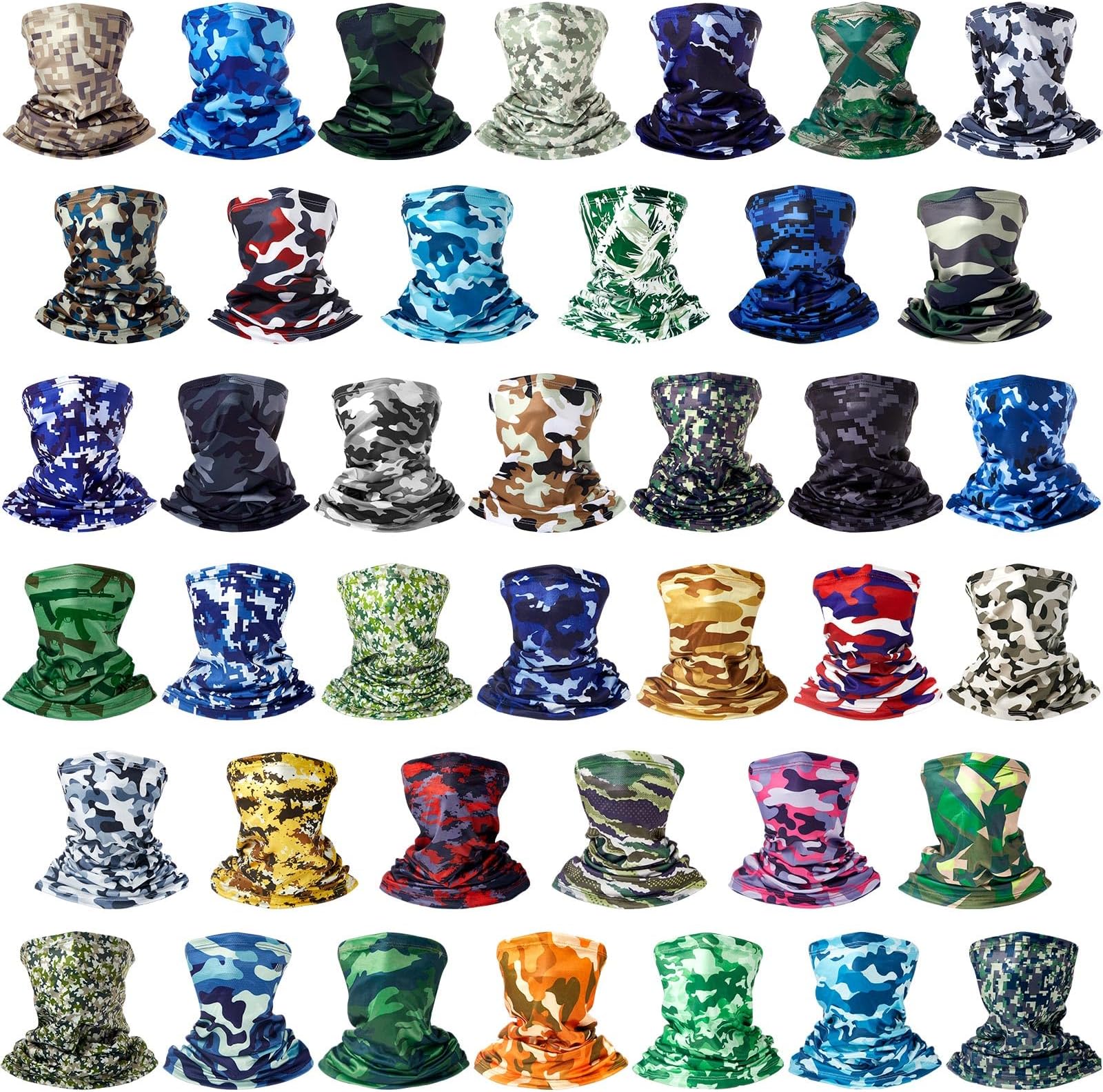 Tarpop40 Pcs Camouflage Neck Gaiters for Men Wrap Headwear Bandana Cooling Face Cover Sun Protection Gaiter Mask Face Scarf Balaclava Bandana Scarf for Adults Women Outdoor Sports, Camouflage Color,