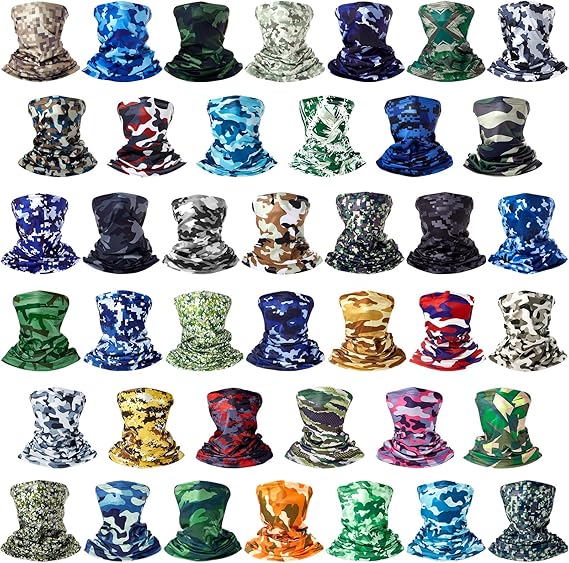 Tarpop 40 Pcs Camouflage Neck Gaiters for Men Wrap Headwear Bandana Cooling Face Cover Sun