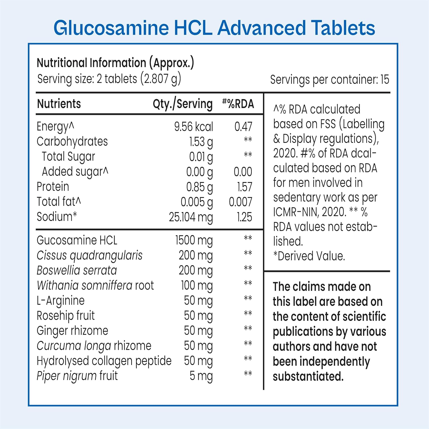 Tata 1mg glucosamine HCL 1500 mg tablets Boswellia seeta, collagen peptide, L-arginine and for men and women with curcum Tata 1mg glucosamine HCL 1500 mg tablets Boswellia seeta, collagen peptide, L-arginine and for men and women with curcum
