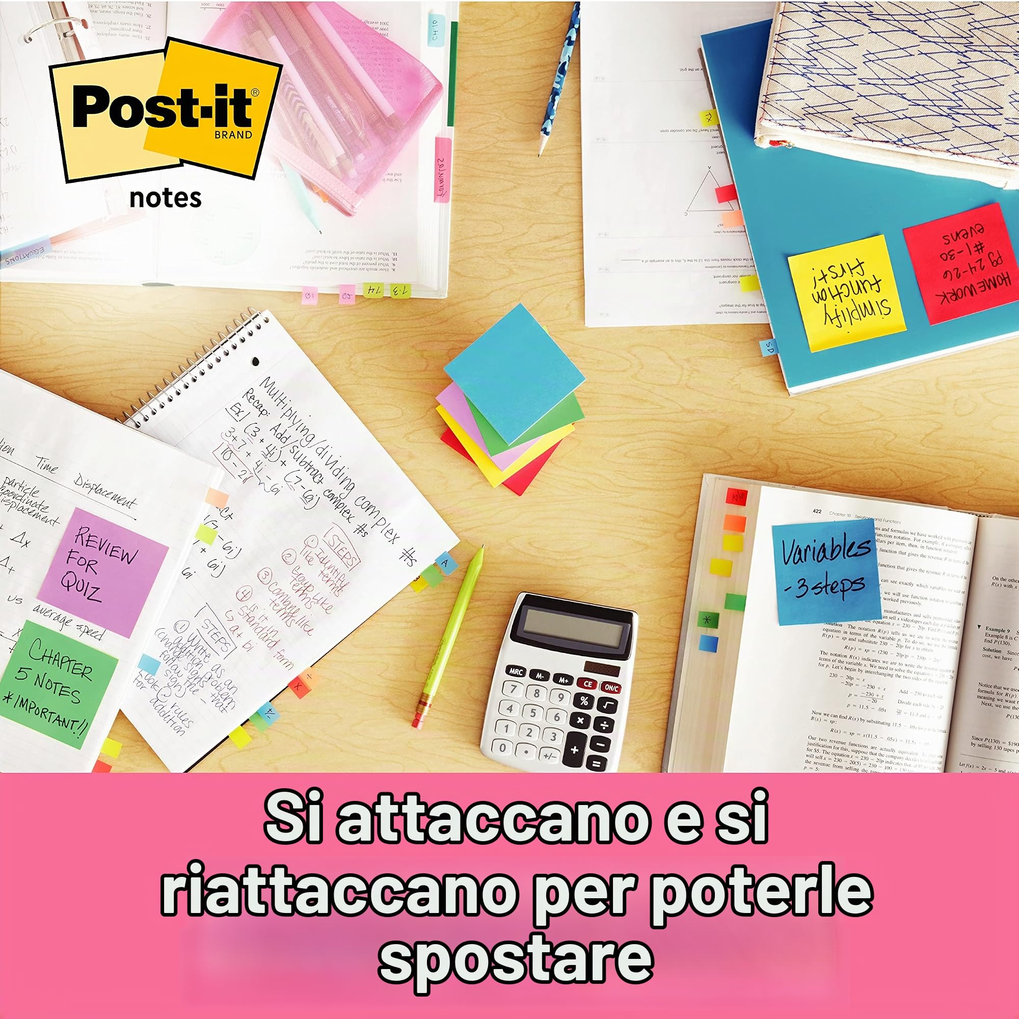 Post-it Foglietti, Collezione Energetic, Confezione da 12 blocchetti, 100 Fogli per blocco, 38 mm x 51 mm, Colori Giallo, Azzurro, Rosa, Verde - Foglietti Adesivi per Appunti, Elenchi & Promemoria