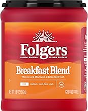 Folgers Breakfast Blend Ground Coffee, Smooth & Mild Coffee, 9.6 Ounce Canister