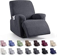 Vista 67 de KinCam Fundas para Reclinables, Fundas Elásticas para Sillas Reclinables, Fundas para Sofá Reclinable con Diseño de Rayas Jacquard, Fundas