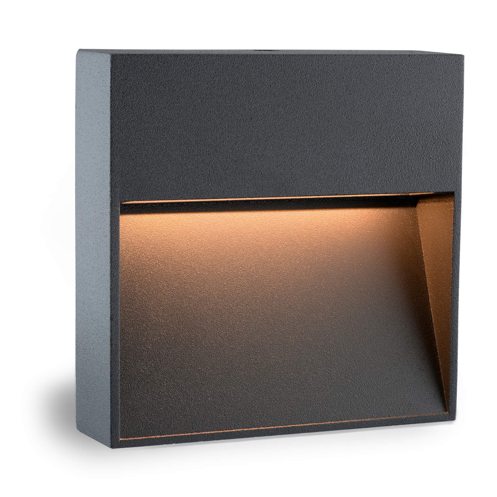SSC-LUXon 4 Stück LED Design Wandleuchte KEILA anthrazit - Wand- & Treppenleuchte IP54 für Außen & Innen 1,7W warmweißes Licht