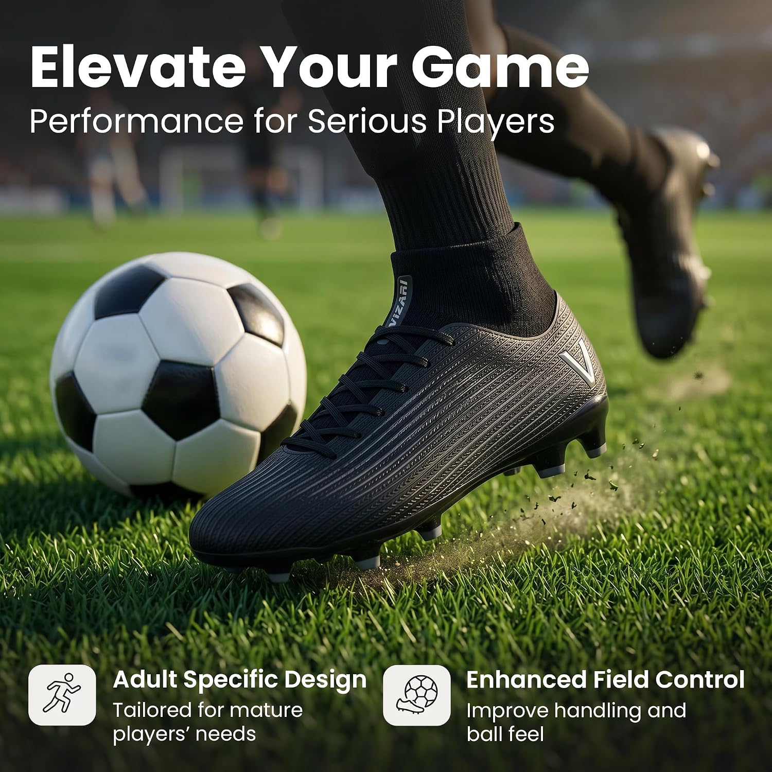 Vizari Terron Adult FG Soccer Cleats - Lightweight Performance Firm Ground Football Boots for Men & Women