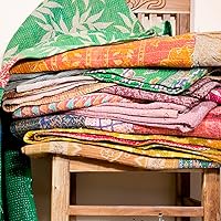 Vista 4 de Colchas Vintage Kantha Hechas a Mano de Sari Antiguo Gudari Boho Ropa de Cama Manta Colcha Rally