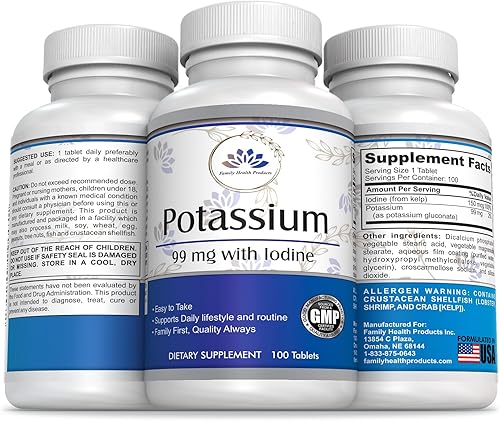 Miniatura 4 de Potasio con yodo - Suplemento mineral de yodo y potasio para mujeres y hombres - Tabletas veganas, sin OMG, sodio y sin gluten, 100 unidades