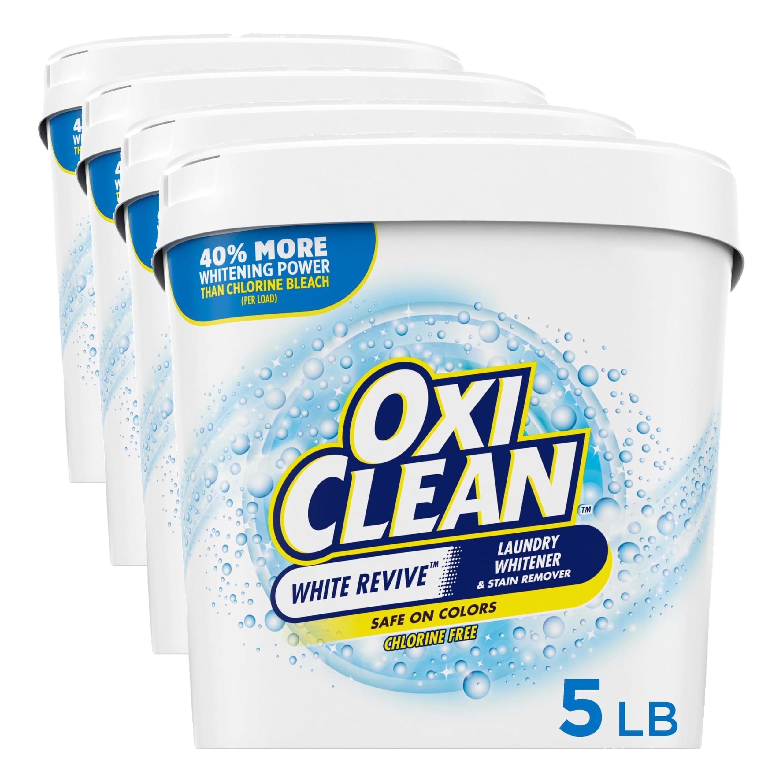 OxiClean White Revive Laundry Whitener and Stain Remover Powder, 5 lb, 80 Ounce (Pack of 4)