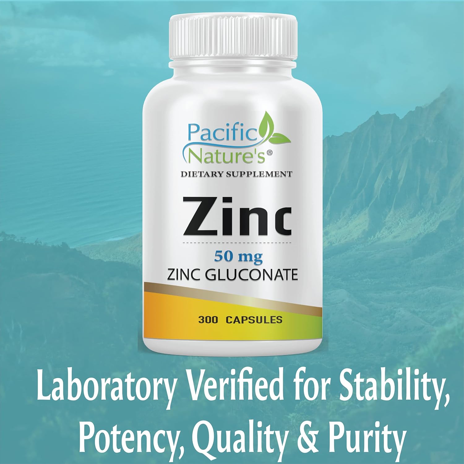 PACIFIC NATURE'S Zinc Supplement (300 Capsules) with 50mg of Zinc Gluconate for Antioxidants & Immune Support - Gluten Free, Non-GMO : Health & Household
