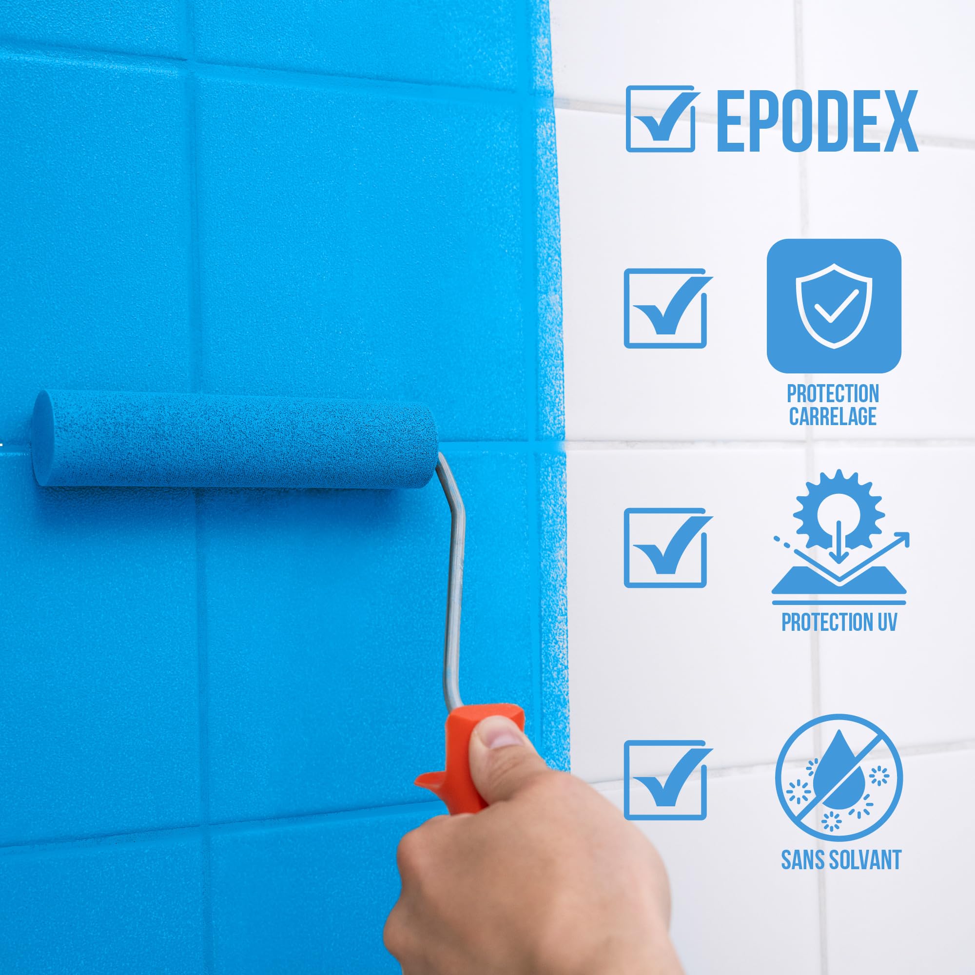 EPODEX 1K Peinture carrelage cuisine, salle de bain et plus - vernis carrelage mural à usage normal, peinture satinée, 1kg (une couche sur 8m²) - Gris olive - Pastel | Peinture pour carrelage mural à usage normal, vernis satiné, 1 kg (8 m² en une seule co