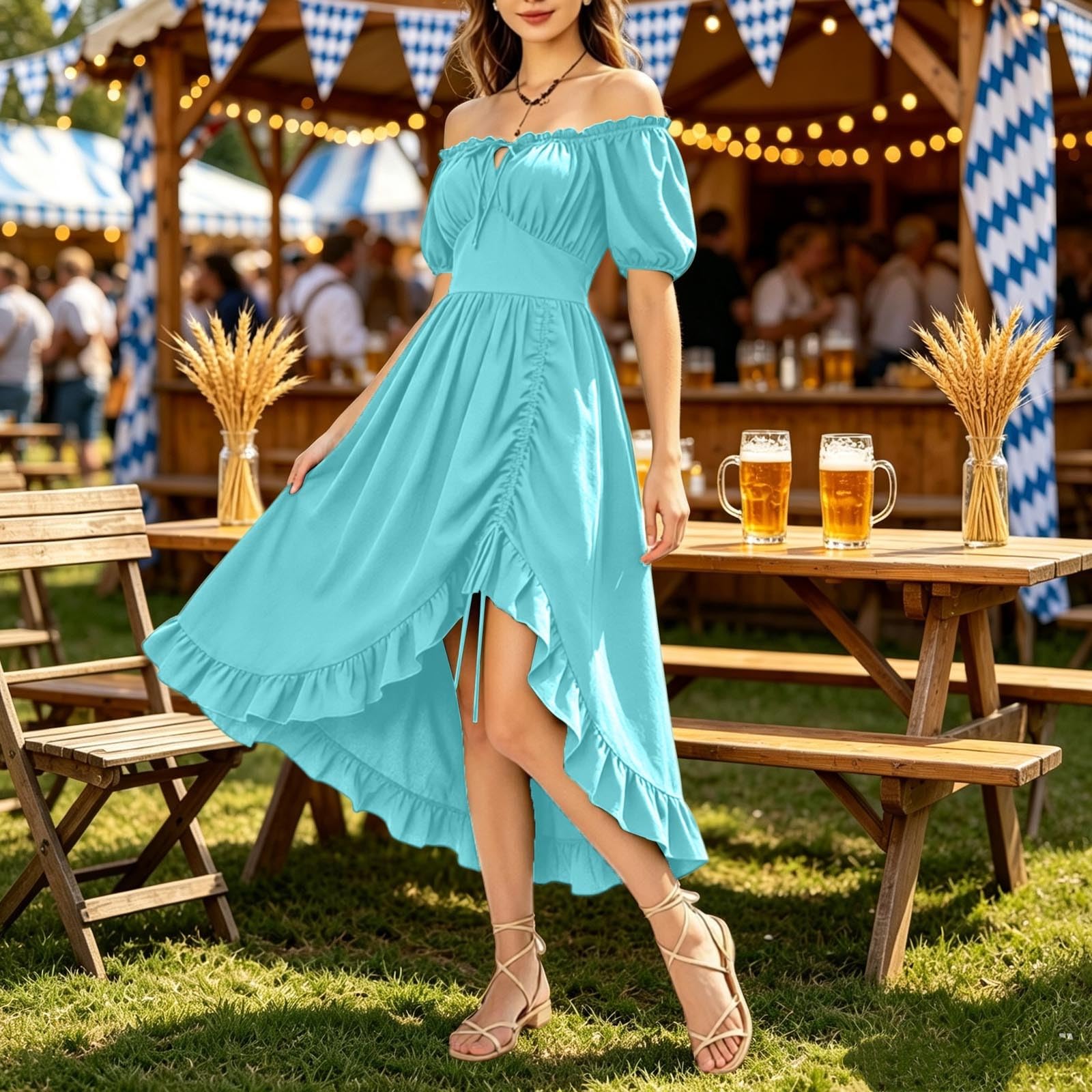 Vestido de fiesta irregular para escenario, con estampado floral, midi acampanado, estilo casual