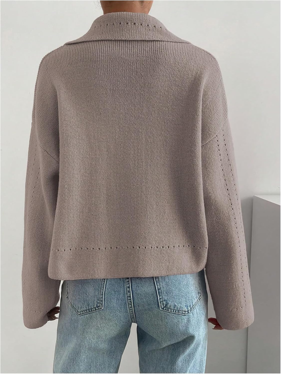 MakeMeChic Women's Cardigan Sweaters Chunky Collared V Neck Long Sleeve Button Down Winter Sweaters - Image 2