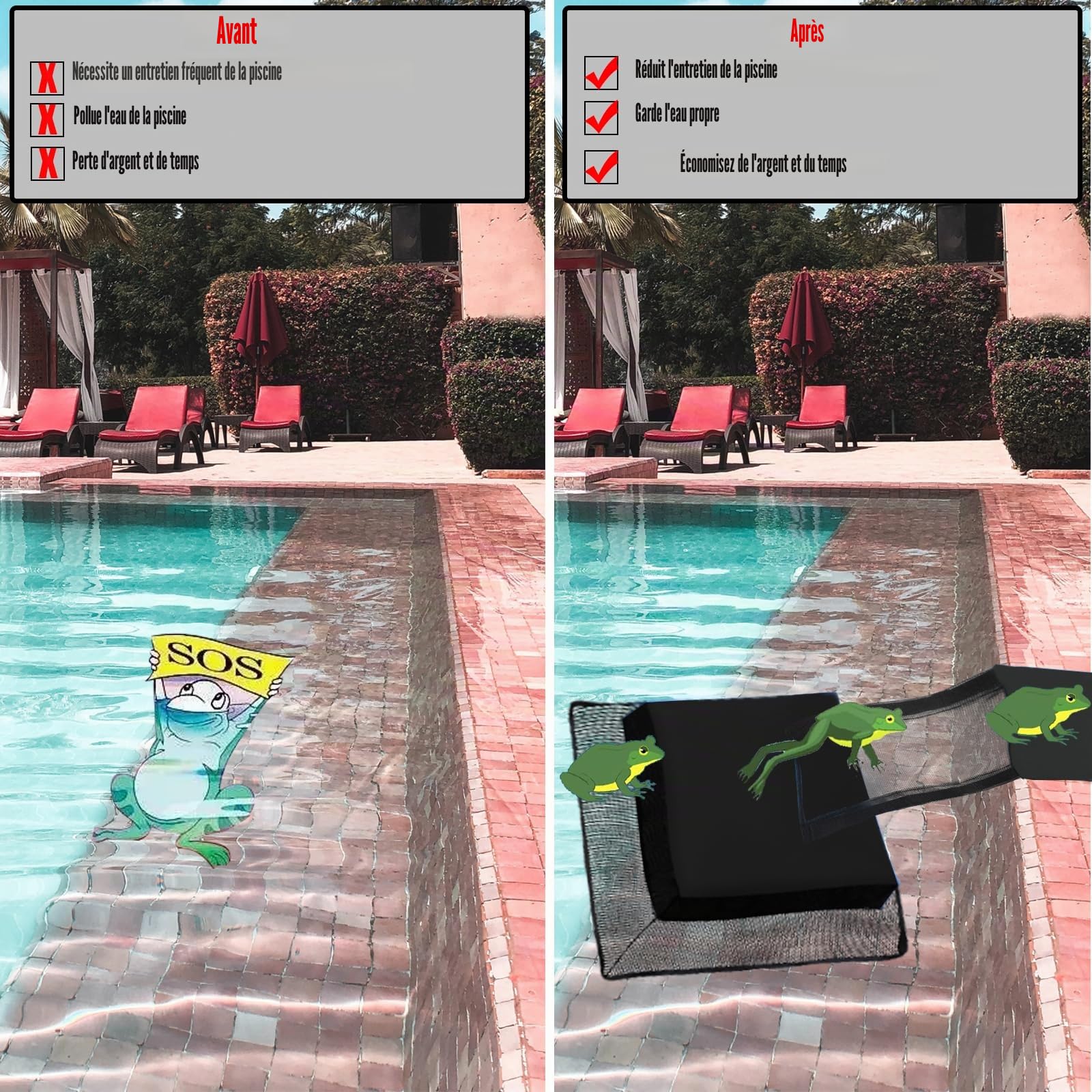 Omobolanle Lot de 2 rampes d'évacuation flottantes pour animaux de piscine, pour sauver les petits animaux qui entrent dans la piscine, grenouille, canard, tamia, souris, temps d'entretien réduit pour