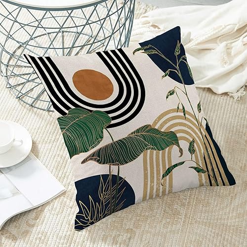 Miniatura 5 de AEIOAE Juego de 2 fundas de almohada de mediados de siglo azul marino de 18 x 18 pulgadas, estilo bohemio, minimalista, tropical, retro,