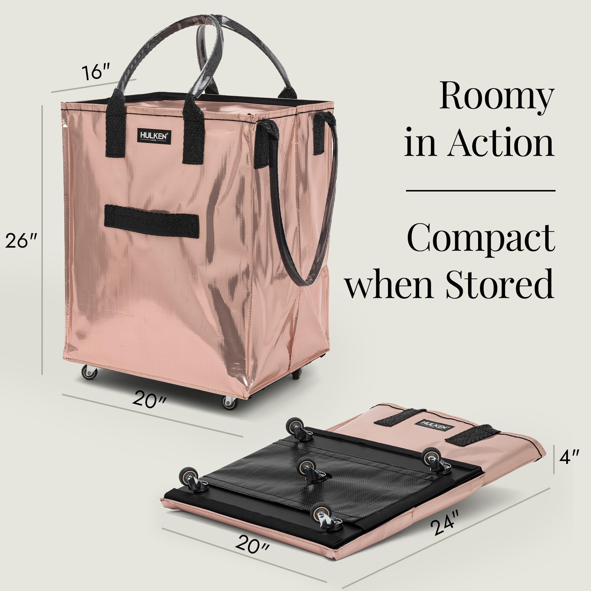 【新品】HULKEN ハルケン ローリング トートバッグ M ローズゴールド Amazon.com - (Medium, Rose Gold) Reusable Grocery Bag On