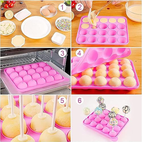 Miniatura 4 de 20 agujeros de silicona antiadherente Cake Pop Kit de silicona Lollipop molde pastel molde hornear chocolate hielo celosía molde para hornear +20