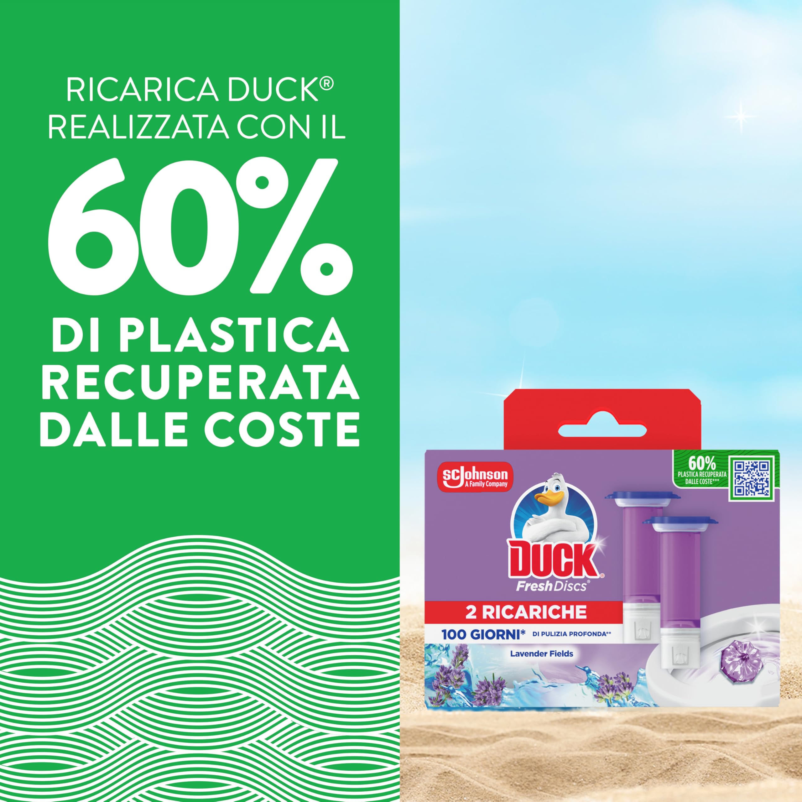 Duck Fresh Discs - Dischi Gel Igienizzanti WC, Fragranza Lavanda- Formato Scorta da 10 Ricariche e 60 Dischetti