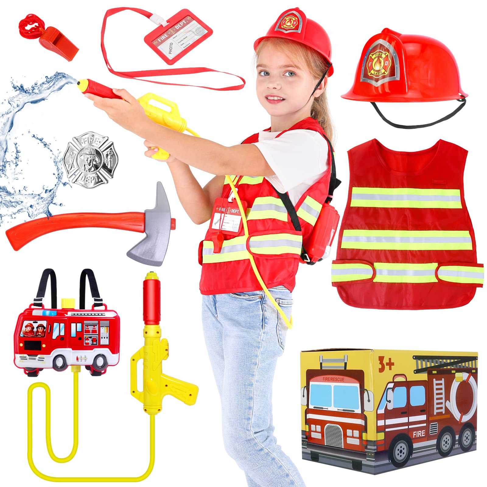 Buy Hodola Kids Fireman Costume set 7 Pieces Firefighter Dress up Set