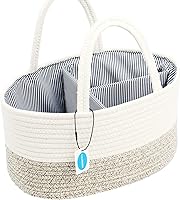 Vista 2 de Casaphoria Caddy Organizer - Cesta tejida de cuerda de algodón para almacenamiento, cesta de toalla 100% algodón con asa, bolsa portátil