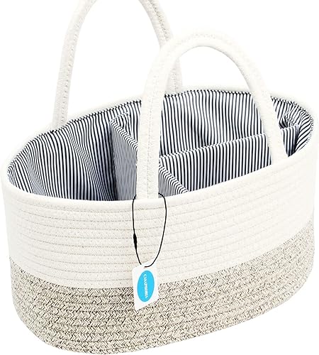 Miniatura 2 de Casaphoria Caddy Organizer - Cesta tejida de cuerda de algodón para almacenamiento, cesta de toalla 100% algodón con asa, bolsa portátil, color