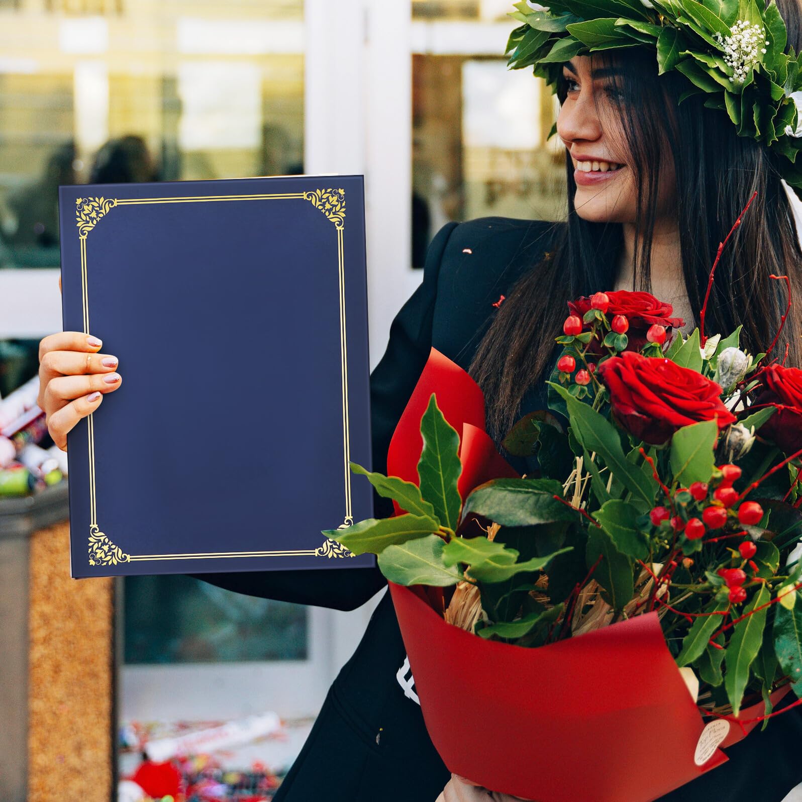 30 Pezzi Copertine per Certificati Bordi in Foglia Oro, Porta Documenti Eleganti in Carta 8.5x11 per Decorazioni Scuola e Presentazioni Professionali