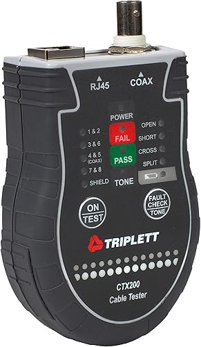 Vista 3 de Triplett CTX200 Pocket CAT LAN Tester para cables RJ45, CAT 5/6 y coaxiales con resultados de paso instantáneo/falla