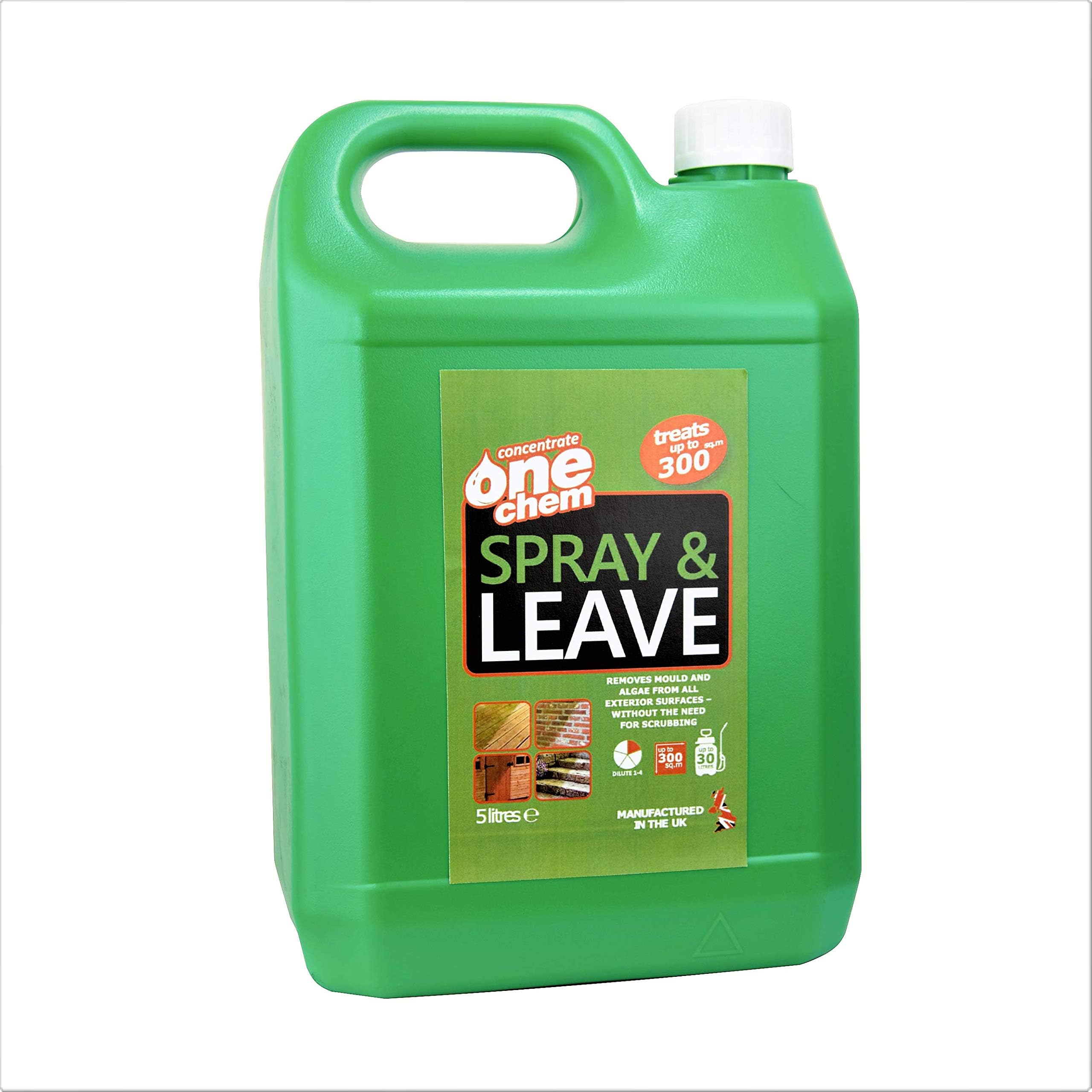 One Chem 5 Litre Simply Spray and Leave Concentrate Path and Patio cleaner Algae, Mould and Lichen Remover Makes up to 25 Litres