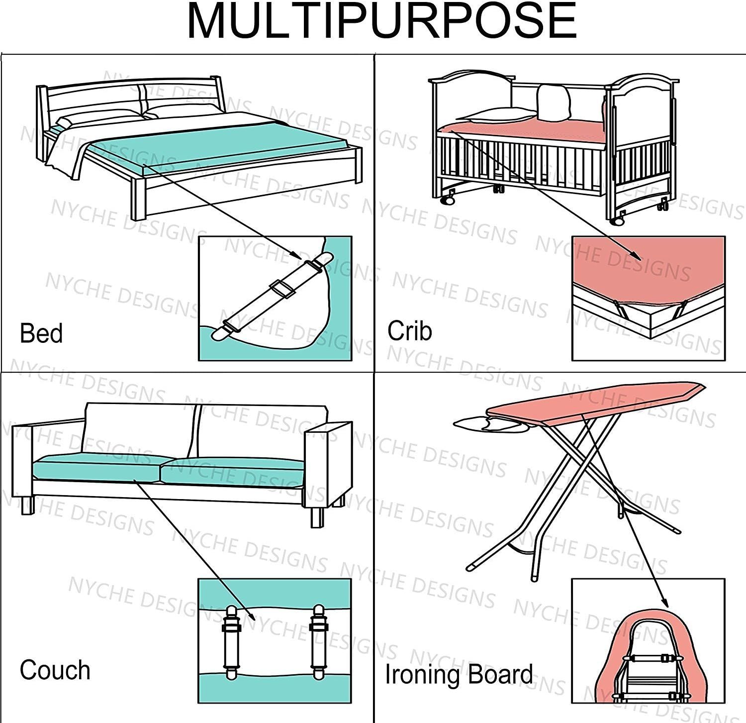 Tovantoe Bed Sheet Fasteners Suspenders1412 Suspenders, Black : Home & Kitchen