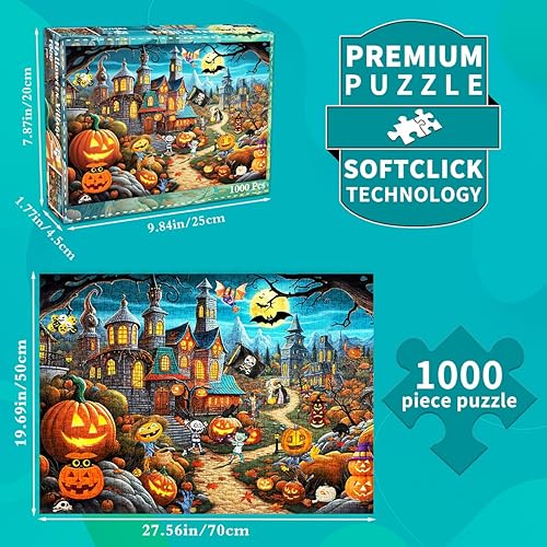 Miniatura 9 de Rompecabezas de Halloween para adultos, rompecabezas de 1000 piezas para adultos, rompecabezas de 1000 piezas, rompecabezas de 1000 piezas, reloj
