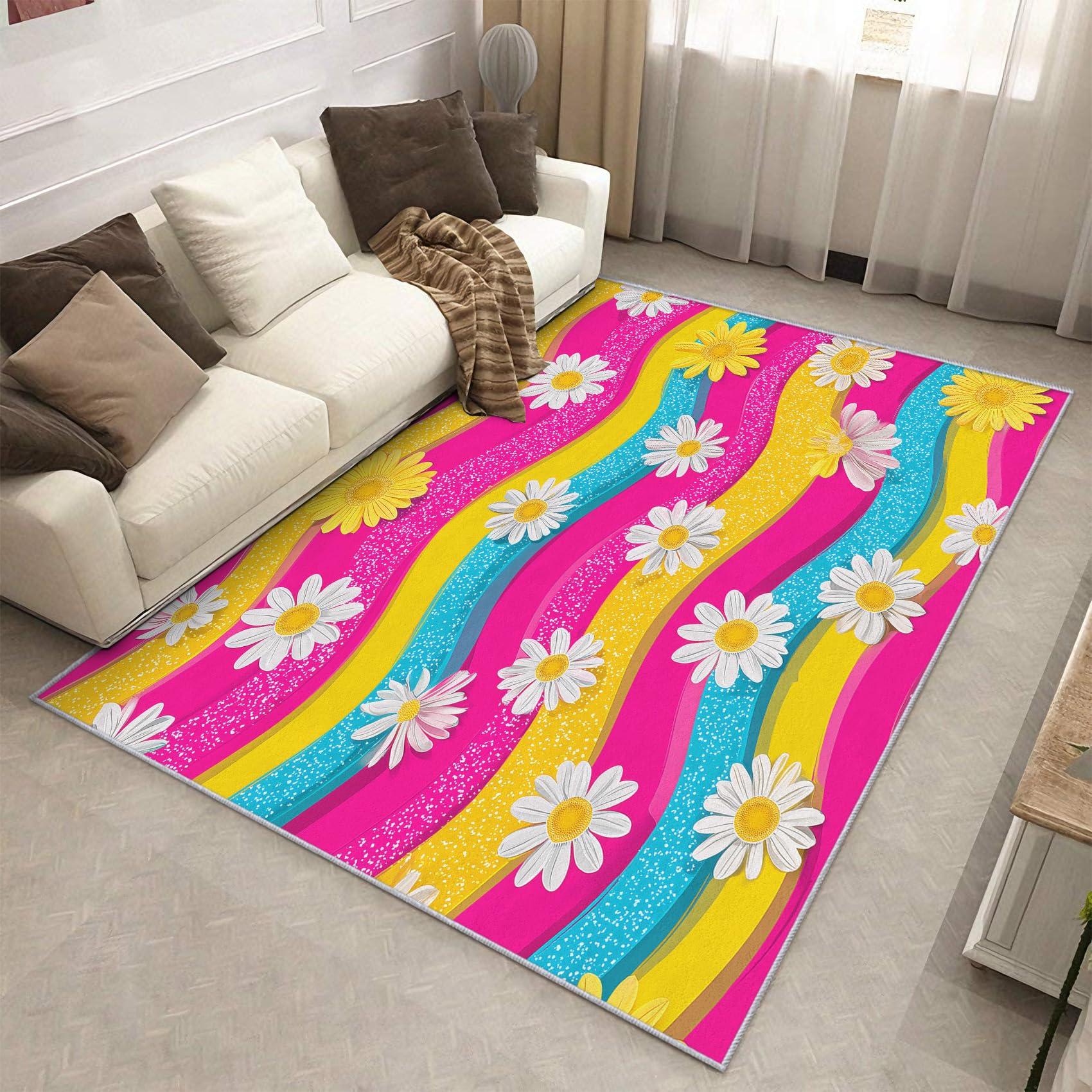 Générique Lavable Tapis Salon Vague Colorée, 160x230 cm