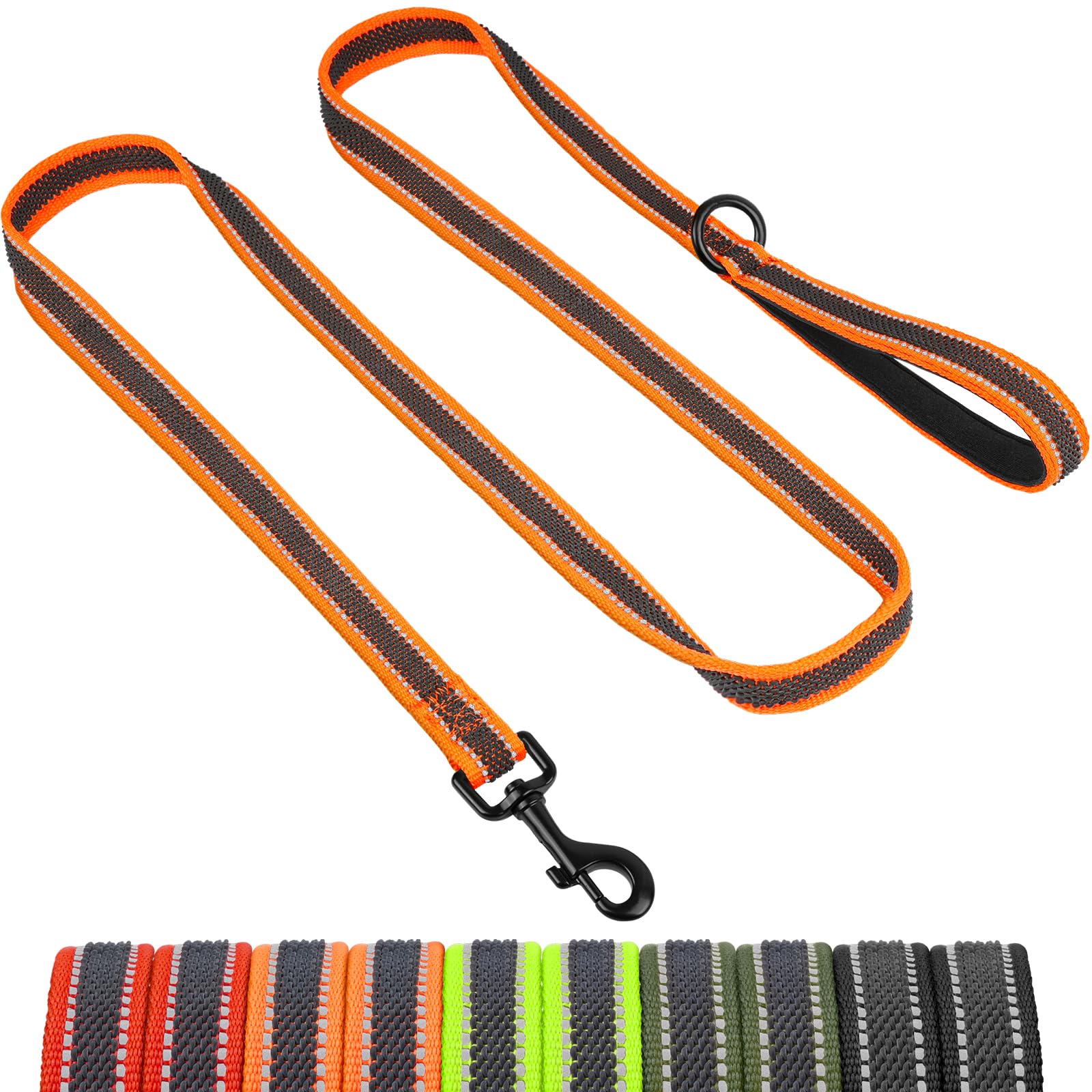 X XBEN Dog Leads for Small Medium Large Dogs, 20MM-2.2M Reflective Dog Lead with Soft Padded Handle, Training Lead Leash with Durable Rubber Thread, for Walks & Training with Dogs and Puppies, Orange